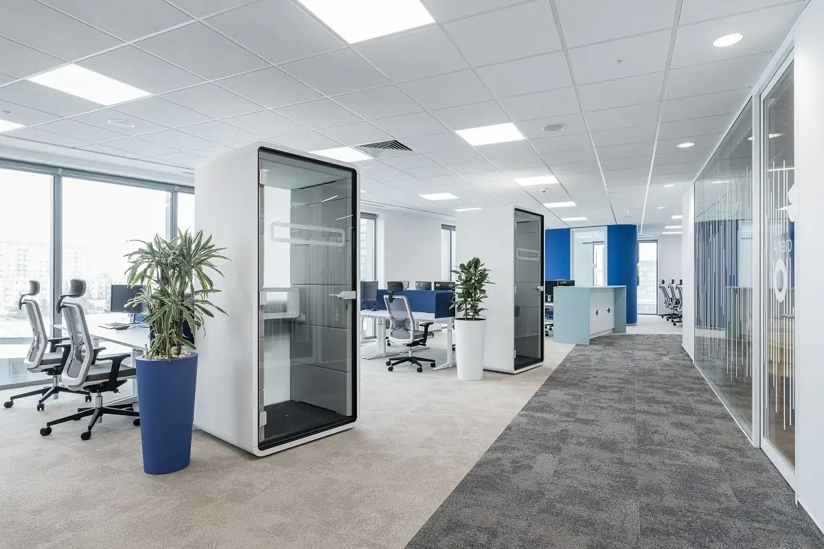 Modern office environment with collaborative zones